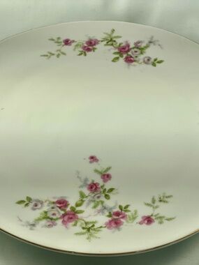 Antique Fine Porcelain Pink Rose Cake Plate